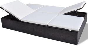 vidaXL Sonnenliege mit Kissen 2-Personen Poly Rattan Braun Sonnenliege Gartenstuhl Garten vidaXL Sonnenliege mit Kissen 2-Personen Poly Rattan Braun Sonnenliege Gartenstuhl Garten