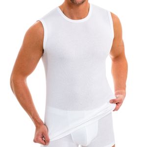 HERMKO 3040 Herren Muskelshirt aus 100% Bio-Baumwolle, Unterhemd Atlethic Vest Rundhals viele Farben, Größe:D 5 = EU M, Farbe:weiß
