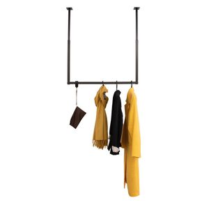 HOME DELUXE - Garderobenleiste SWAY - inkl. Kleiderbügel und Haken - Farbe: Schwarz, bis zu 30 x 60 cm - verstellbar I Wandgarderobe Garderobenpaneel Kleiderhaken