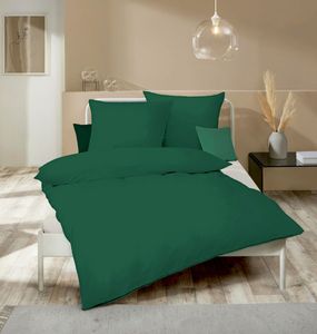 Kaeppel Fein Biber Bettwäsche Uni Einfarbig Grün Dunkelgrün Modern versch. Größen, Größe:155x220cm Bettwäsche