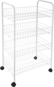 ONVAYA® Beistellwagen Susi mit 4 Körben | weiß | 39x26x76 cm | Rollwagen | Küchenwagen | Wagen | Metall | Regal | Bad | Servierwagen | Haushaltswagen | Allzweckwagen | Küchentrolley