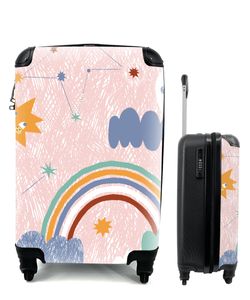 Kufr Příruční zavazadlo na kolečkách Malý cestovní kufr na 4 kolečkách Duha - Děti - Mraky - Velikost kabiny < 55x40x23 cm a 55x40x20 cm - Fotobrašna
