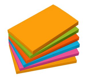 SIGEL BA127 Haftnotizen - 80% Klebefläche - rechteckig - 125x75 mm - gelb, grün, orange, pink, blau - 600 Blatt