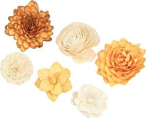 Sola Holzblumen Orange Deko Mix 6-11cm 12-15St