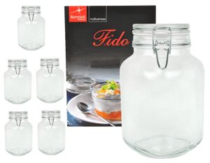 sada 6 zavařovacích sklenic Original Fido 2,0 l včetně brožury receptů Bormioli