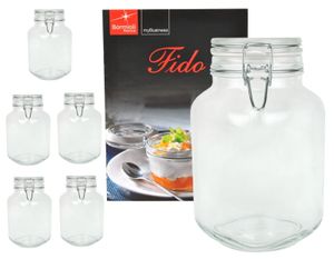 6er Set Einmachglas Bügelverschluss Original Fido 2,0L Vorratsgläser incl. Bormioli Rezeptheft