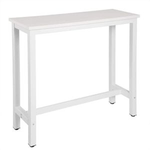 WOLTU BT17ws 1x Barový stôl Bistro stôl Barový stôl Jedálenský stôl, kovový rám, MDF doska, biely, 120x40x100cm(ŠxHxV)