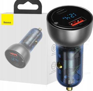 Baseus rýchla nabíjačka do auta Usb typ C 65 W 5 A Scp Transparent