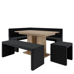 Eckbank AKIKO mit Tisch und Bänken 196x142 rechts - Eckbankgruppe für Ihrem Esszimmer, Küche modern, Sitzecke, Essecke. Perfekt für Küche, Büro und Rezeption