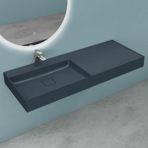 Mai & Mai Waschbecken matt Anthrazit Aufsatzwaschbecken Hänge-Waschtisch inkl. Ablaufgarnitur Mineralguss Rechteckig Waschplatz Breite: 120cm Colossum630