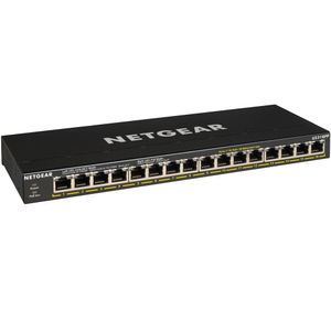 Netgear GS316PP Unmanaged Gigabit Ethernet (10/100/1000) Power over Ethernet (PoE) Schwarz - Unmanaged - Gigabit Ethernet (10/100/1000) - Vollduplex - Power over Ethernet (PoE) - Rack-Einbau - Wandmontage