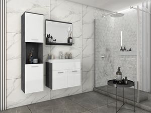 Minio, Badmöbel, Badezimmer, 4-Teilig Set, "MONAL",  Matera / Weiße Farbe