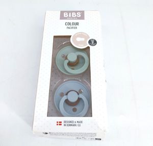 BIBS Colour Schnuller 2er-Pack, BPA-frei, Kirschform Nippel. Naturkautschuk / Latex, Hergestellt in Dänemark, Größe 3 (18+ Monate), Sage / Cloud