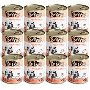 Dogs'n Tiger Adult Premium krmivo pro psy, mokré krmivo, bez obilovin, pamlsky, drůbež a sladké brambory, 12x 800g