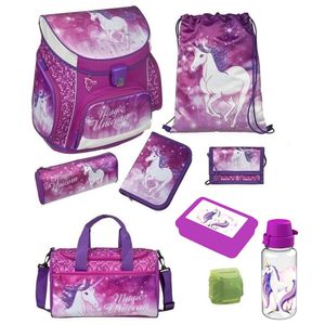 Mädchen Schulranzen 1. Klasse Scooli Campus Fit MAGIC UNICORN Einhorn 9-teilges Set mit Sporttasche