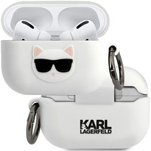 Karl Lagerfeld KLACAPSILCHWH pouzdro na AirPods PRO White silicone Choupette