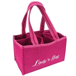 Flaschenträger aus Filz pink mit 6 Fächern Frauenhandtasche Ladys Bag