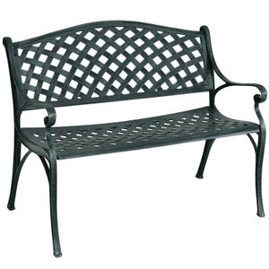 COSTWAY záhradná lavička z liatiny, kovová lavička s nosnosťou do 210 kg, lavička na odpočinok, záhradný nábytok, lavička s operadlami 102x62x83cm