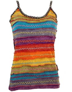 Stonewash Goa Top, Boho Style Hippie Top - Regenbogen 1, Damen, Mehrfarbig, Baumwolle, Größe: S/M