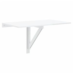 vidaXL Nástenný rozkladací stôl s vysokým leskom biely 100x60x56 cm Drevený materiál