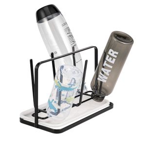 eluno Abtropfgestell für 6 Kunststoffflaschen, Flaschenständer für Sodastream, Air up, Babyflaschen, Sportflaschen, Gläser, Flaschenabtropfhalter schwarz