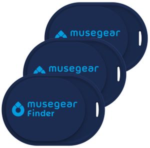 musegear® Schlüsselfinder Mini mit Bluetooth App I Keyfinder laut für Handy in dunkelblau - 3er Pack I GPS Ortung/Kopplung I Schlüssel Finden