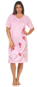 Damen Nachthemd Sleepshirt Nachtwäsche mit Muster, Rosa M