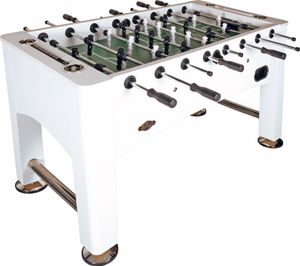 Charlsten Tischkicker Kickertisch Artic - Weißes Design mit schwarzen und chromfarbenen Akzenten