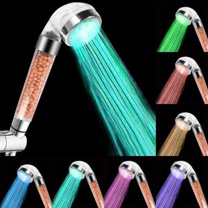 LED Filtration Duschkopf Duschbrause Farbwechsel Brausekopf Wassersparend 7 Farben Licht Farbwechsel Wassertemperatur mit Filter