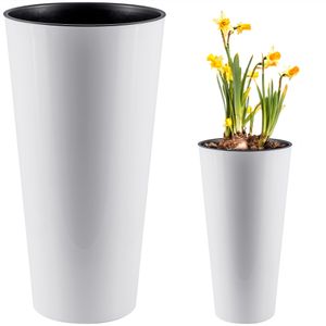 Prosperplast®, Doniczka, DTUS150S-S449, Biały, Wkład nawadniający Osłonka
