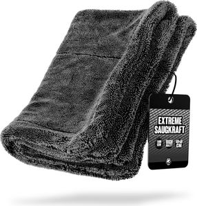 Nuke Guys Gamma Dryer L | Ultra saugstarkes Trockentuch 1400 GSM in Grau 40x60cm | Fusselfrei, abgerundete sanfte Fasern, kratzerfrei, groß | Premium Mikrofasertuch für Auto Motorrad Fahrrad