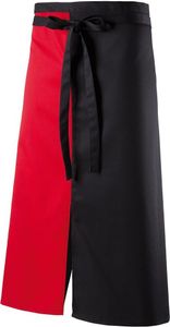 Schürze mit Schlitz mittig 100 x 80 cm Fb. schwarz/rot  : rot : 65% Polyester 35%Baumwolle 220 g/m²