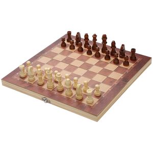 Yakimz Schachspiel Handarbeit klappbar Spiel Schachtisch Schach aus Holz 3 in1 29*29CM