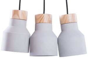 BELIANI Hängeleuchte Grau Beton und Holz 3-flammig Schirme in Glockenform Industrie Stil