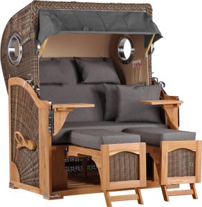 Strandkorb Düne Bullauge Teak PE Grey Dessin 551