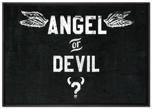 Angel or Devil Black Leinwandbild 100x70 cm im Bilderahmen | Wandbild  | Schattenfugenrahmen | Kein Poster