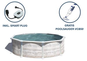 GRE Runder Stahlwandpool mit Nordicoptik Ø 460 x 132 cm, Serie Grönland + Smart Plug + GRATIS Elektrischer Poolreiniger ELECTRIC VAC PLUS GRE Runder Stahlwandpool mit Nordicoptik Ø 460 x 132 cm, Serie Grönland + Smart Plug + GRATIS Elektrischer Poolreiniger ELECTRIC VAC PLUS