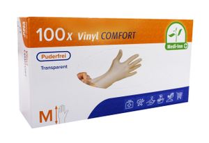 Medi-Inn Vinyl Comfort Einmalhandschuhe puderfrei (Größe: M, 10 x 100 = 1000 Stück)