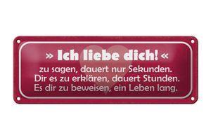 Blechschild Spruch 27x10cm ich liebe dich zu sagen dauert Dekoration