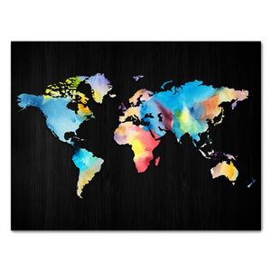 Leinwandbild Weltkarte, Querformat, bunte Landkarte, Pastellfarben M0306 – Groß - (80x60cm)
