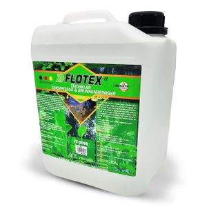 Flotex® 5L Teichklar Teichpflege & Brunnenreiniger, Algenvernichter für Teich und Brunnen - Teichklärer sorgt für klares Teichwasser und schont Fische und Pflanzen – Teichreiniger Algenfrei