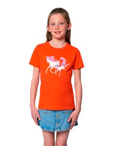 Hilltop  Kinder T-Shirt Einhorn Motiv, Size:110, Color:Tangerine