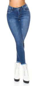 y Skinny Shaping Jeans mit geripptem Saum, Farbe:Jeansblau, Größe:42