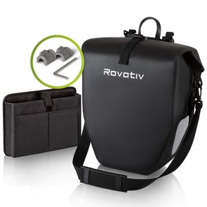 Rovativ Fahrradtasche Gepäckträgertasche, 25 Liter Volumen, wasserdicht, schwarz