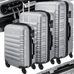 PRASACCO Reisekoffer Handgepäck Set 3 TLG.Für Flug Hartschalen Koffer Trolley Ultraleicht ABS Anti-Kratzer Erweiterbar 4 Rollen Blau 