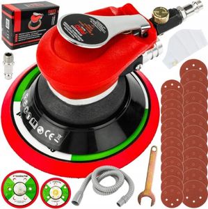 Pneumatischer Exzenterschleifer +2x Pad 125+150 mm und 24x Schleifpapier Druckluftschleifer Schleifmaschine Poliermaschine