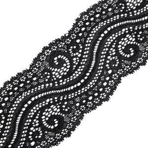 Extravagante elastische Spitze ab 1m x 65mm Spitzenborte Stretch-Spitze Farbwahl, Farbe:schwarz