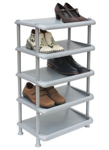 DanDiBo Schuhregal Kunststoff 93901 Stapelbar Schuhablage Offen Schuhständer mit 5 Ebenen Grau Schuhschrank