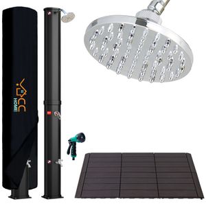 CCLIFE Solardusche mit Kunststoffbodenplatte und Handbrause40L Solar Gartendusche Pooldusche Regendusche Außendusche schwarz