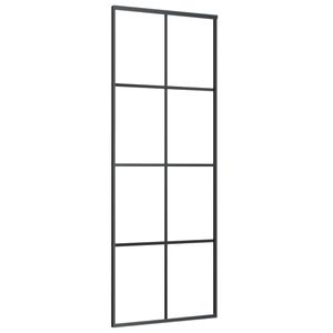 posuvné dvere vidaXL čierne 76x205 cm ESG sklo a hliník